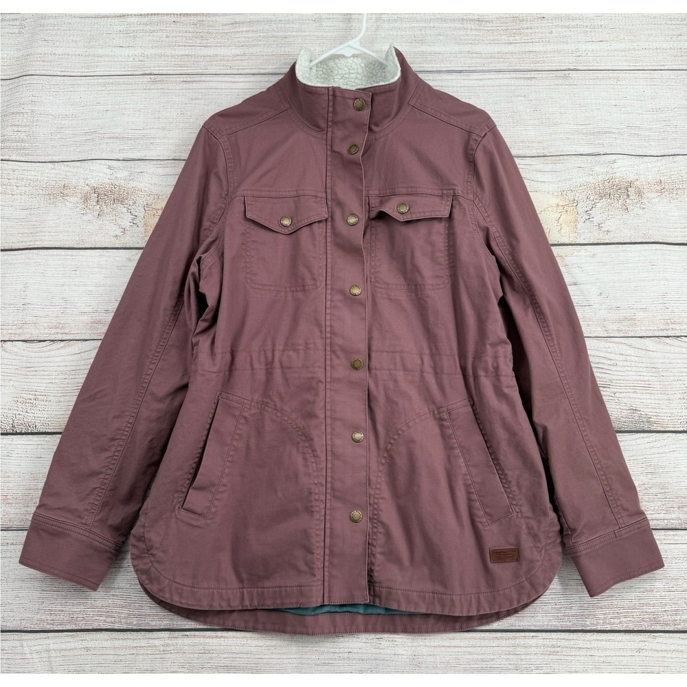 L.L.Bean Utility Jacket Women M Mauve Sherpa Collar Flannel Lined 518526